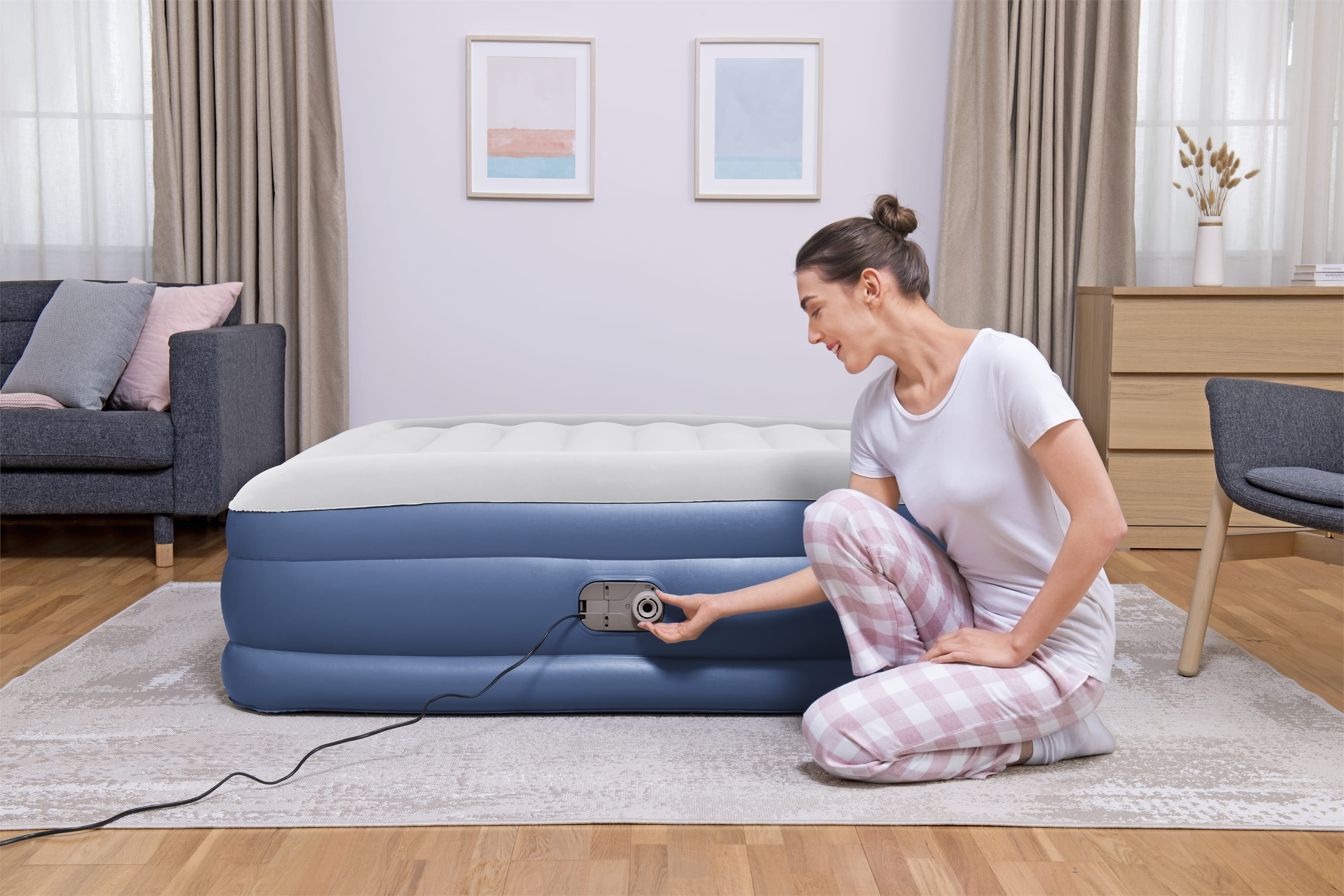 ที่นอนเป่าลม Bestway Tritech Air Mattress Queen Built-in AC Pump 2.03m x 1.52m x 46cm _2